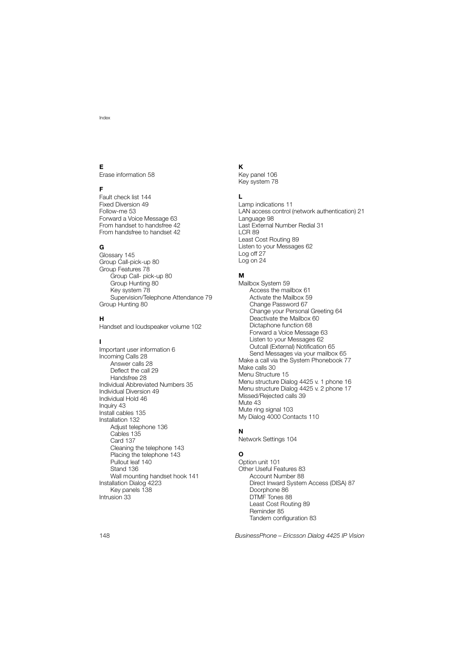 Ericsson IP Vision Dialog 4425 User Manual | Page 148 / 152