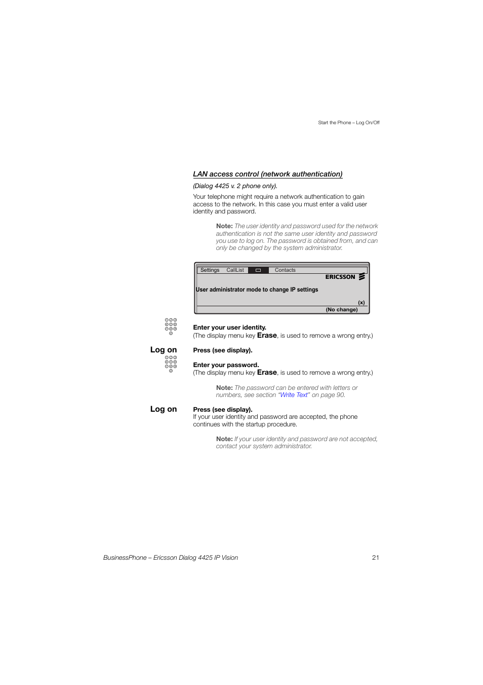 Lan access control (network authentication) | Ericsson IP Vision Dialog 4425 User Manual | Page 21 / 152