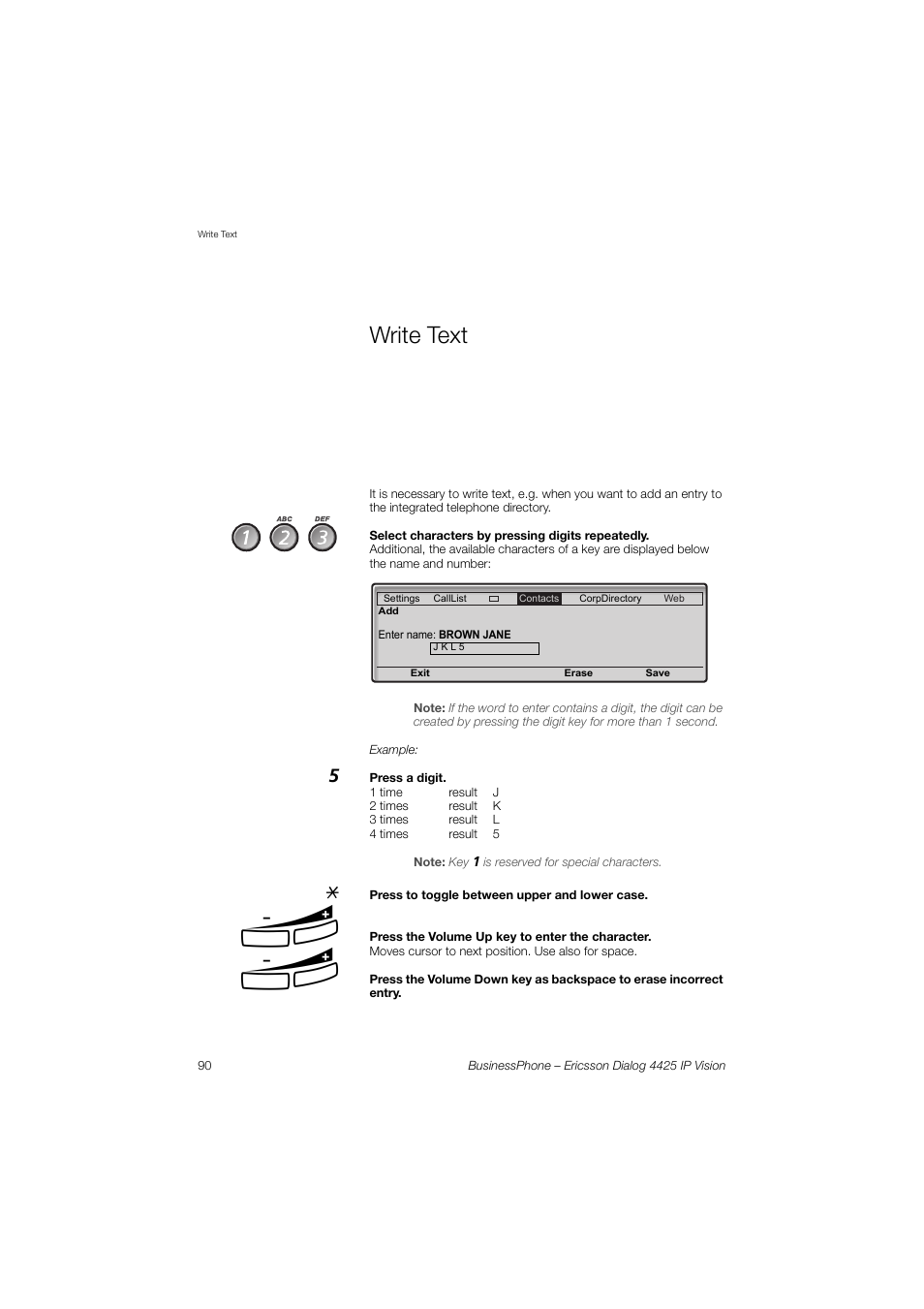 Write text, Ction | Ericsson IP Vision Dialog 4425 User Manual | Page 90 / 152