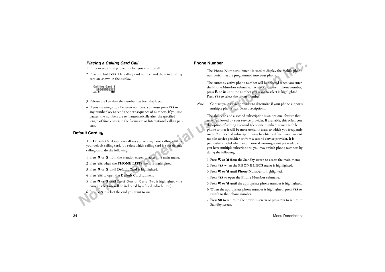 No t f or co m m er cia l u se - e ric ss on in c | Ericsson T19LX User Manual | Page 38 / 84
