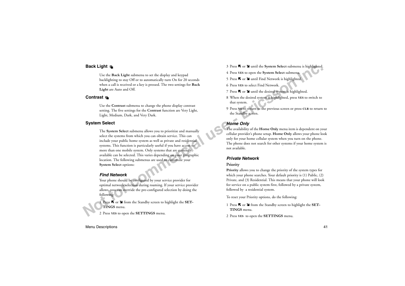 No t f or co m m er cia l u se - e ric ss on in c | Ericsson T19LX User Manual | Page 45 / 84