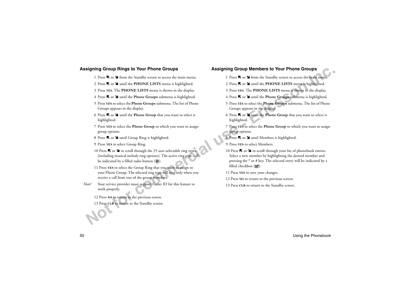 No t f or co m m er cia l u se - e ric ss on in c | Ericsson T19LX User Manual | Page 54 / 84