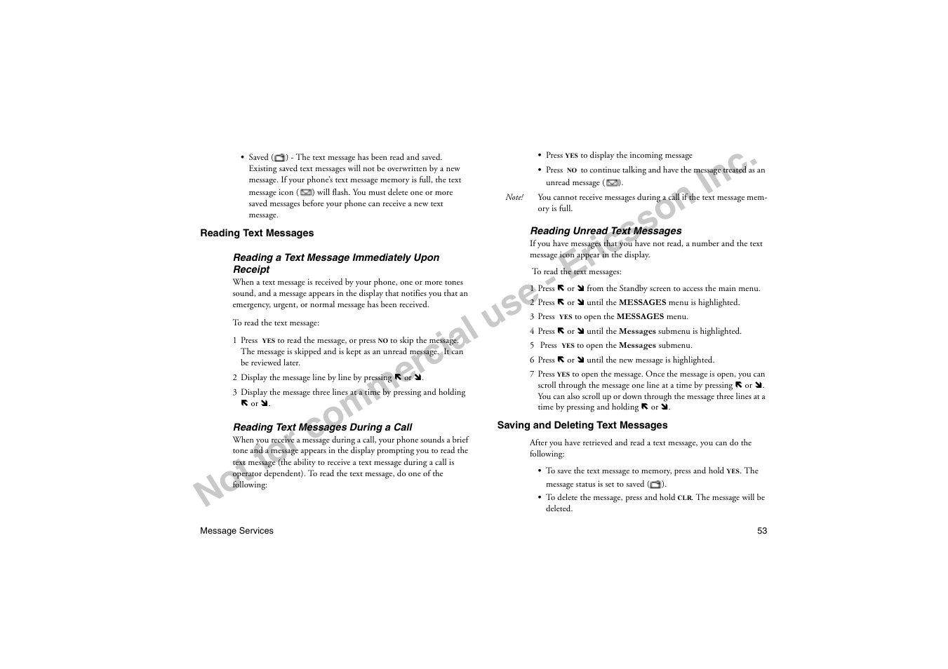 No t f or co m m er cia l u se - e ric ss on in c | Ericsson T19LX User Manual | Page 57 / 84