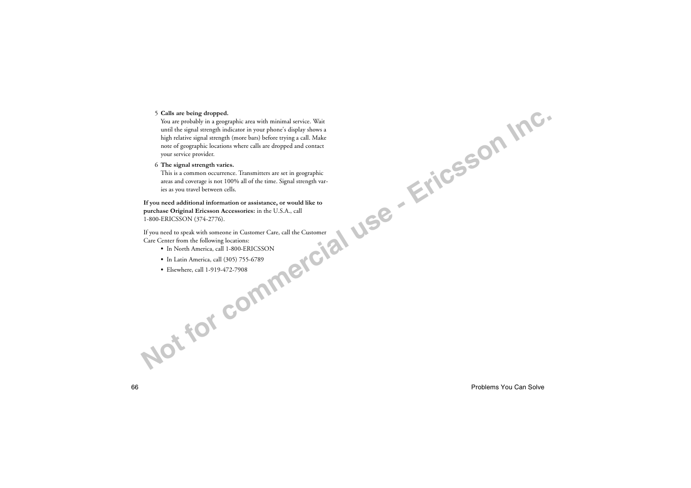 No t f or co m m er cia l u se - e ric ss on in c | Ericsson T19LX User Manual | Page 70 / 84