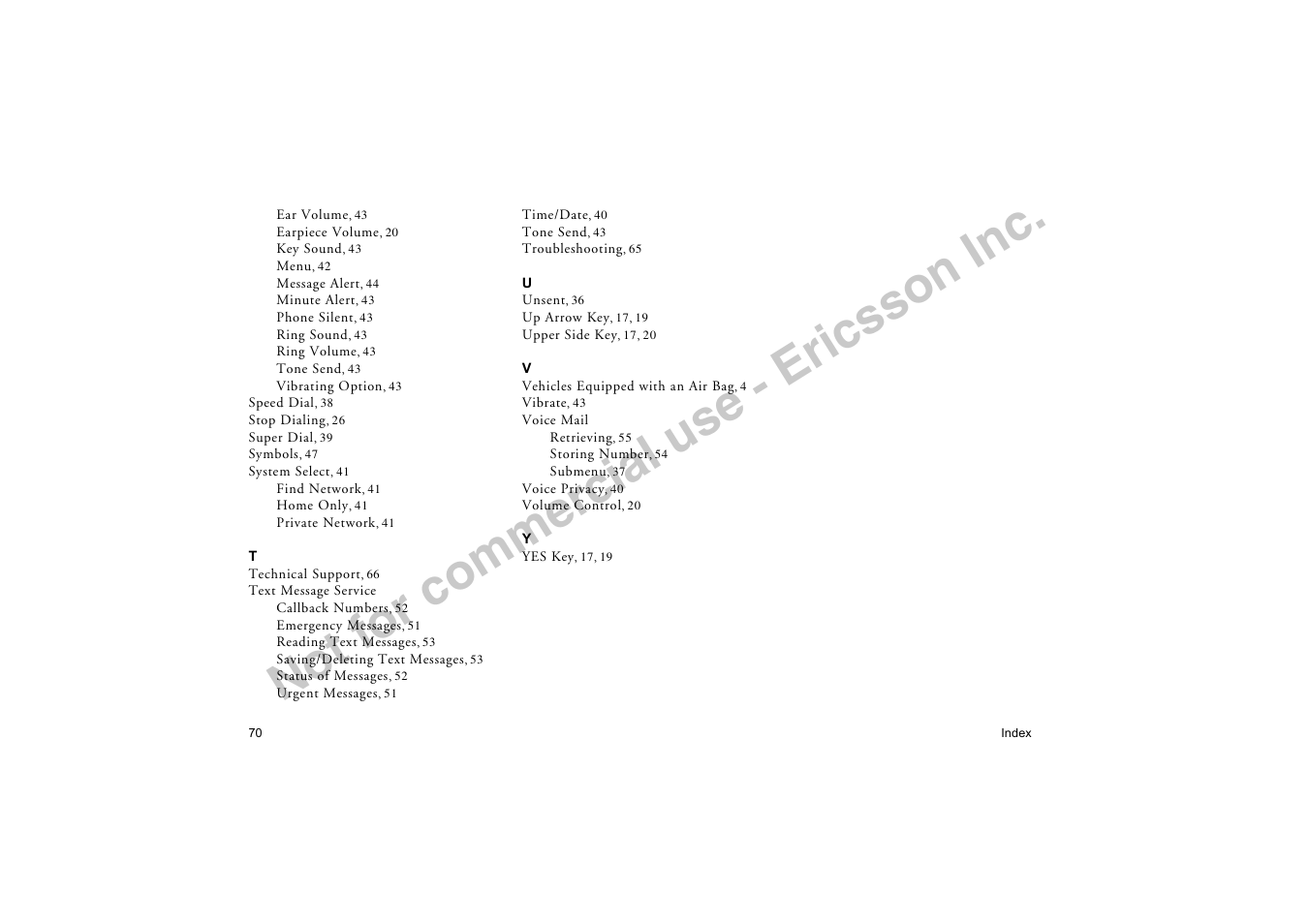 Ericsson T19LX User Manual | Page 74 / 84