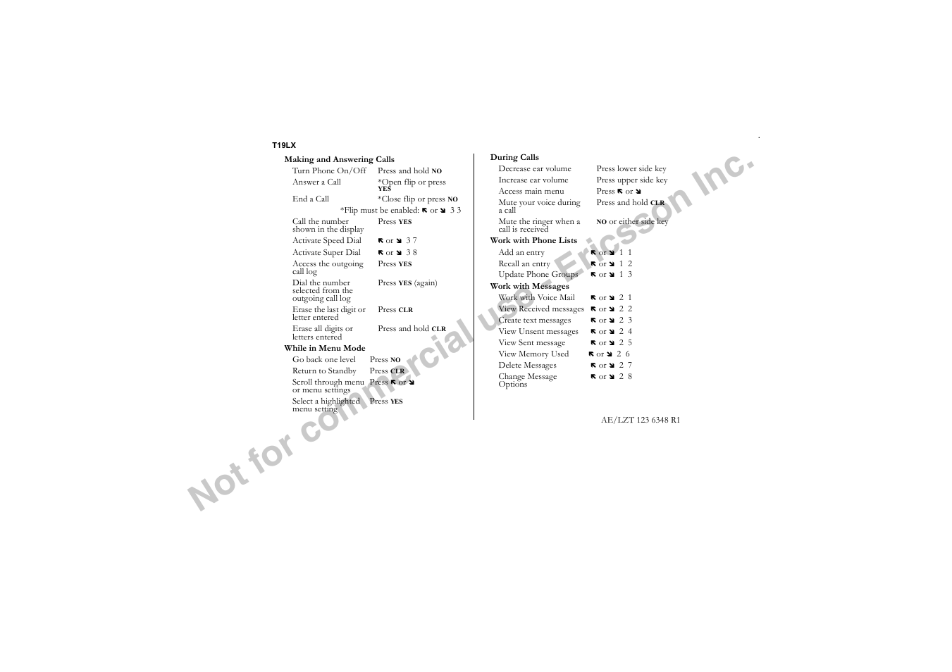 No t f or co m m er cia l u se - e ric ss on in c | Ericsson T19LX User Manual | Page 81 / 84