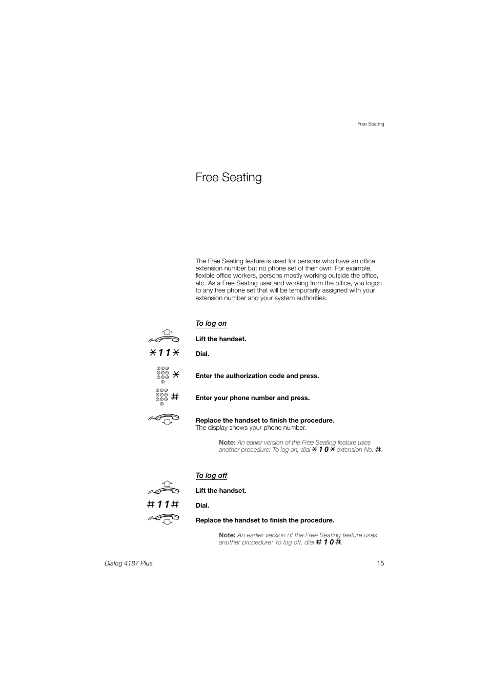 Free seating | Ericsson 4187 Plus User Manual | Page 15 / 102