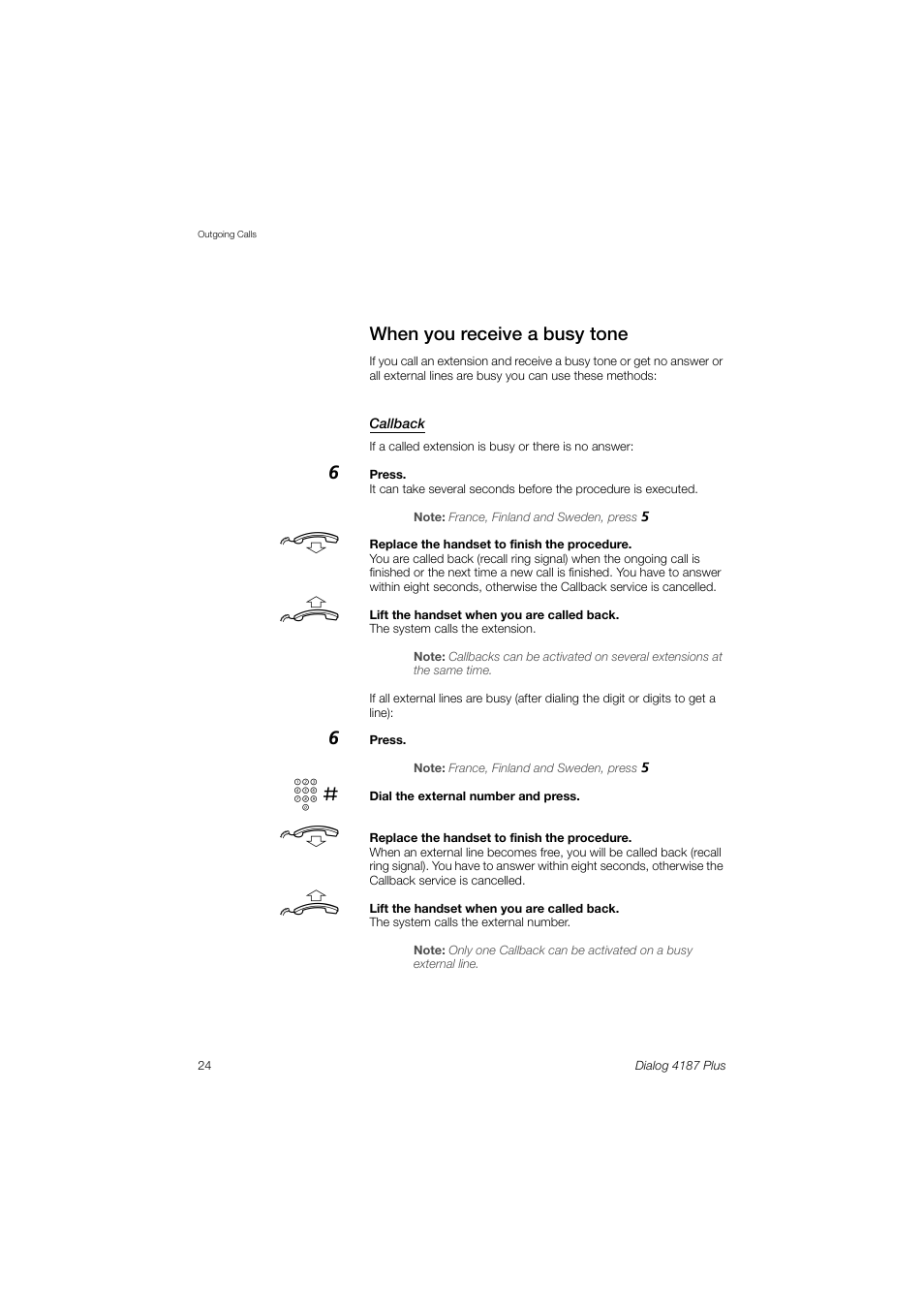 When you receive a busy tone | Ericsson 4187 Plus User Manual | Page 24 / 102