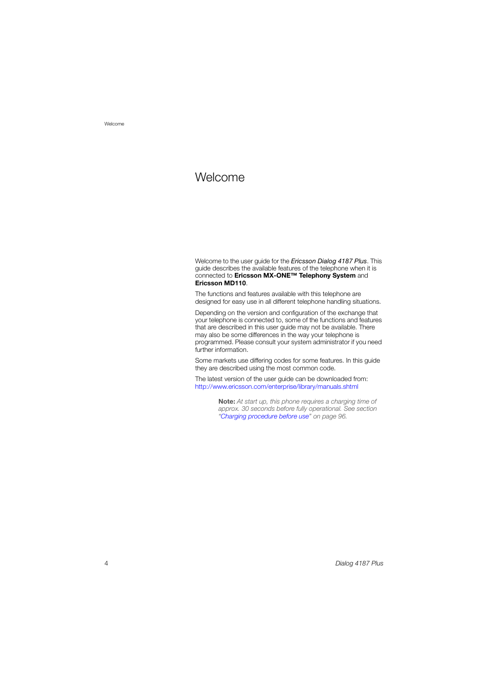 Welcome | Ericsson 4187 Plus User Manual | Page 4 / 102