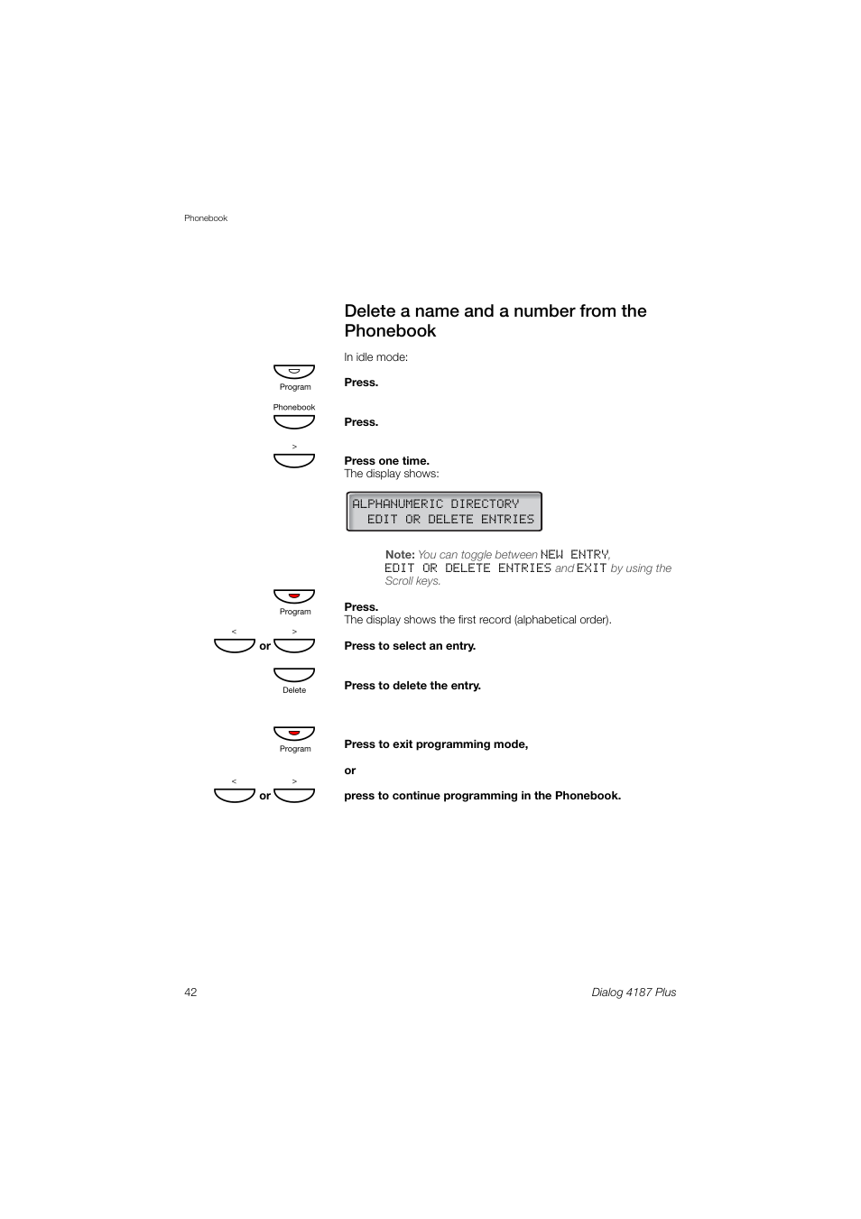 Delete a name and a number from the phonebook | Ericsson 4187 Plus User Manual | Page 42 / 102