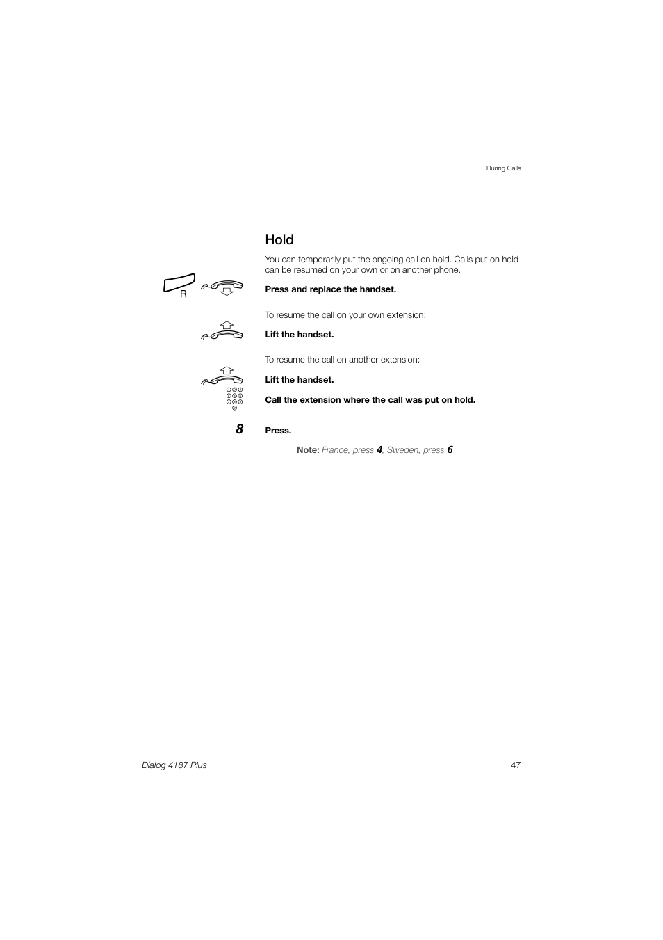 Hold | Ericsson 4187 Plus User Manual | Page 47 / 102