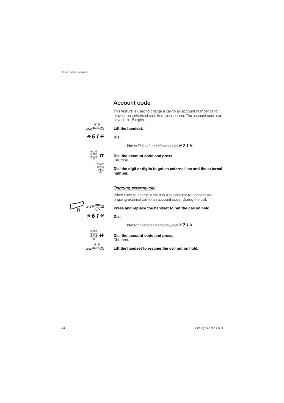 Account code | Ericsson 4187 Plus User Manual | Page 74 / 102