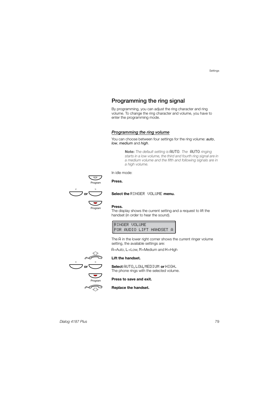 Programming the ring signal | Ericsson 4187 Plus User Manual | Page 79 / 102