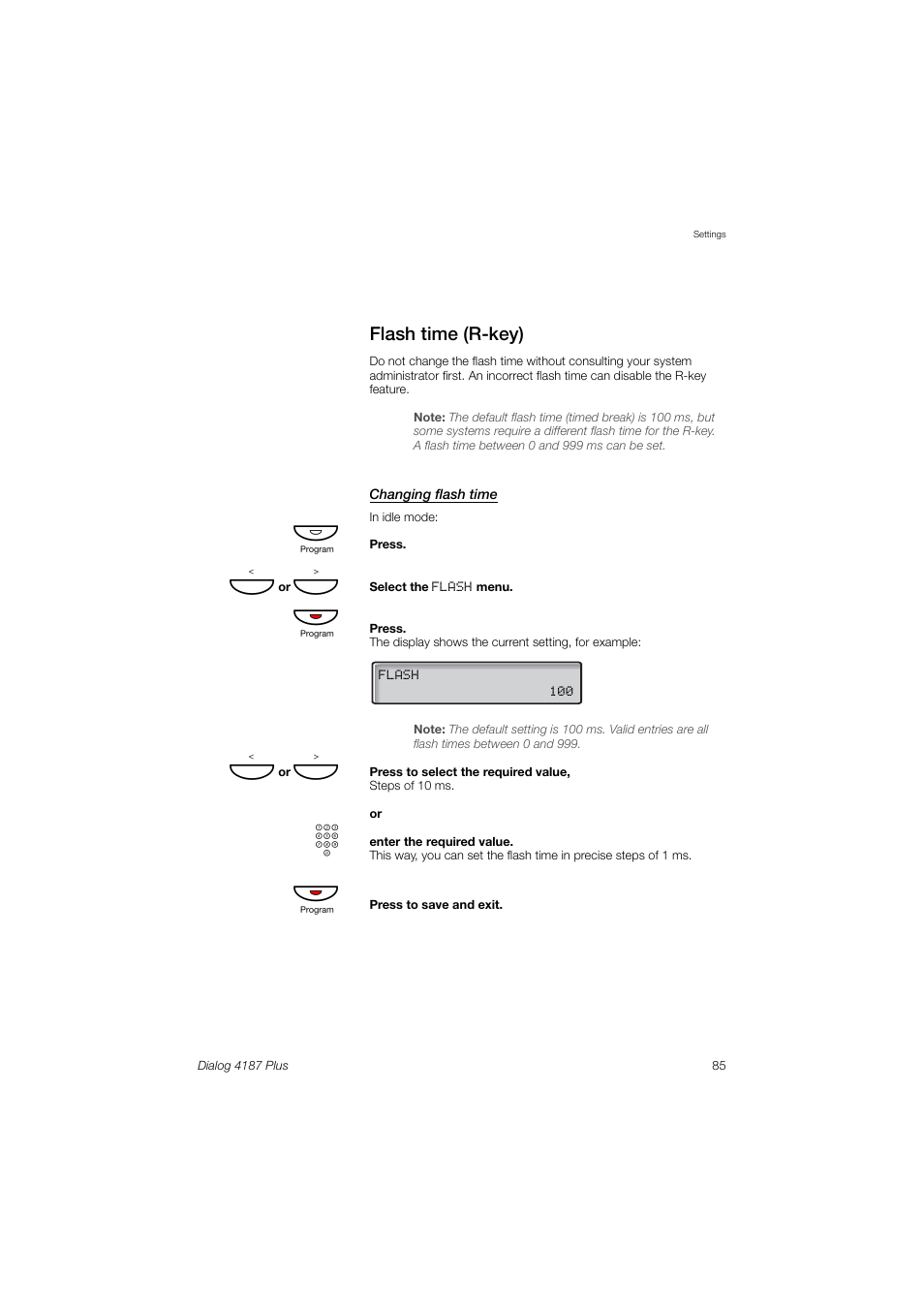 Flash time (r-key), Ection | Ericsson 4187 Plus User Manual | Page 85 / 102