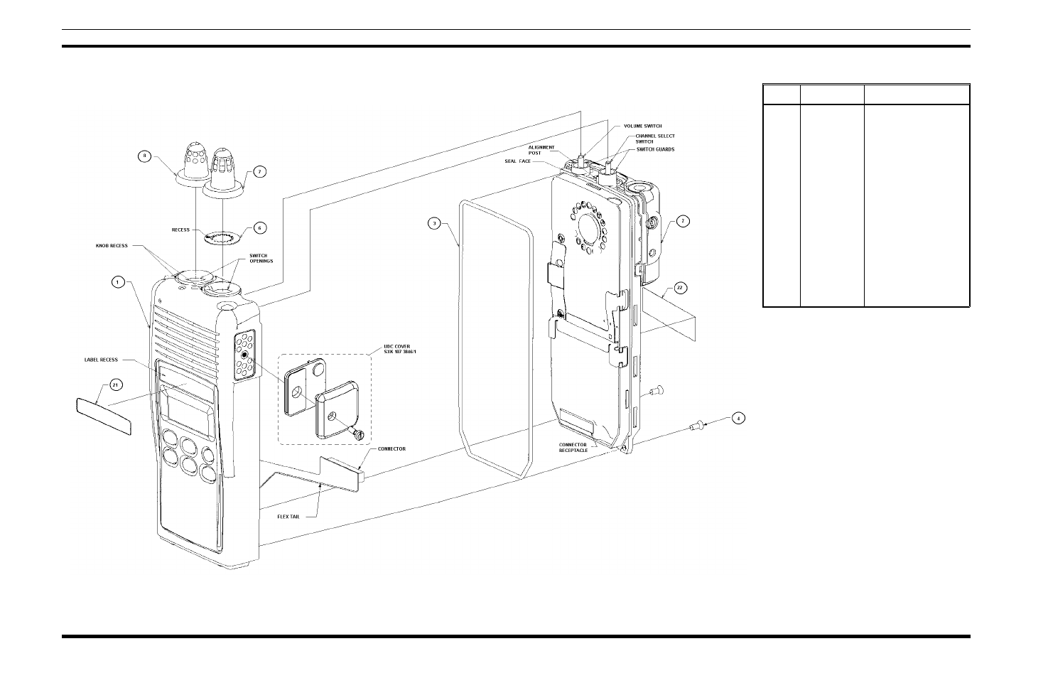 Assembly diagram and parts list, Radio, 900 mhz | Ericsson Scan And System Portable Radios LPE-200 User Manual | Page 31 / 56