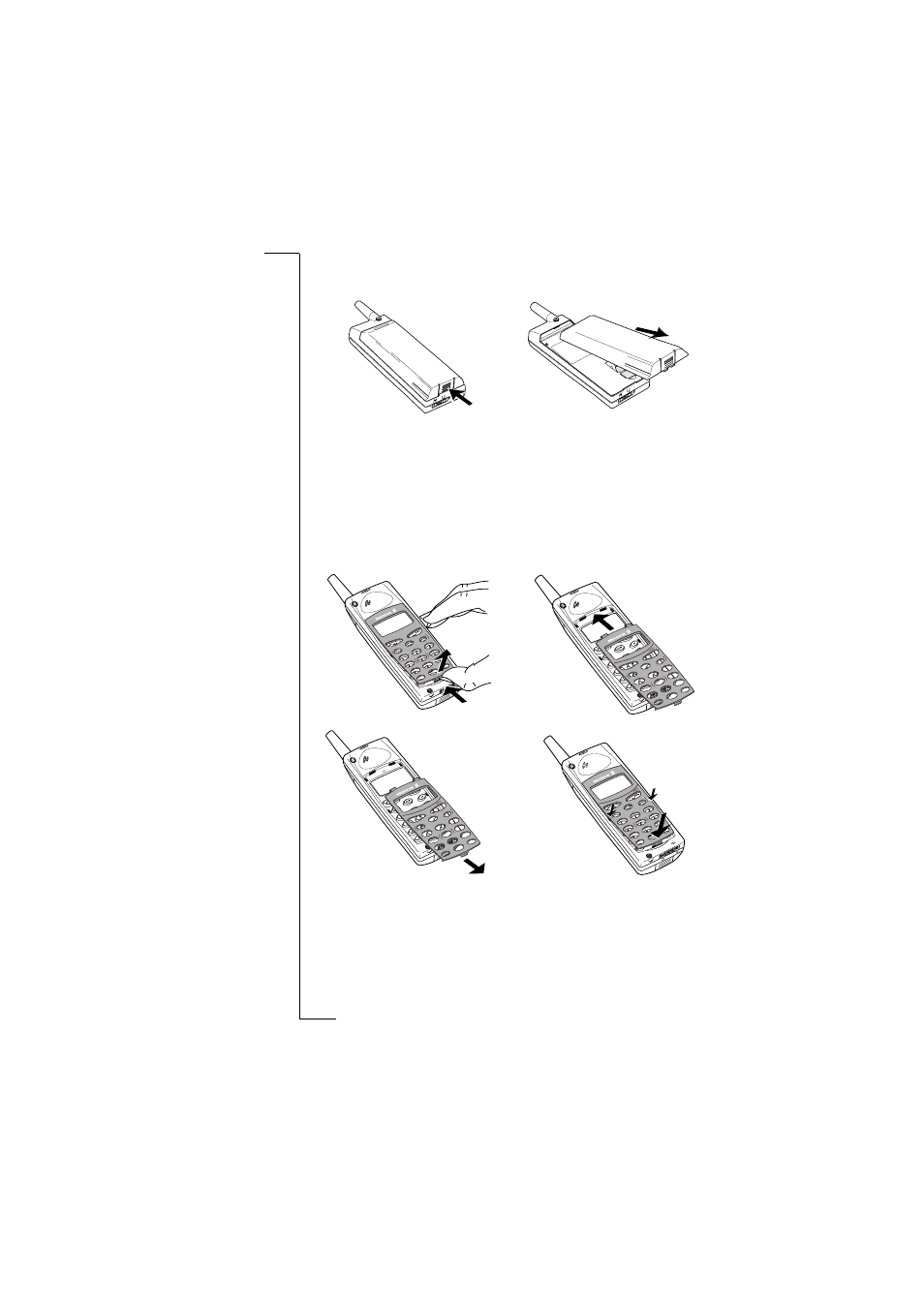 Removing the battery, Changing the front panel | Ericsson A1018 User Manual | Page 10 / 89