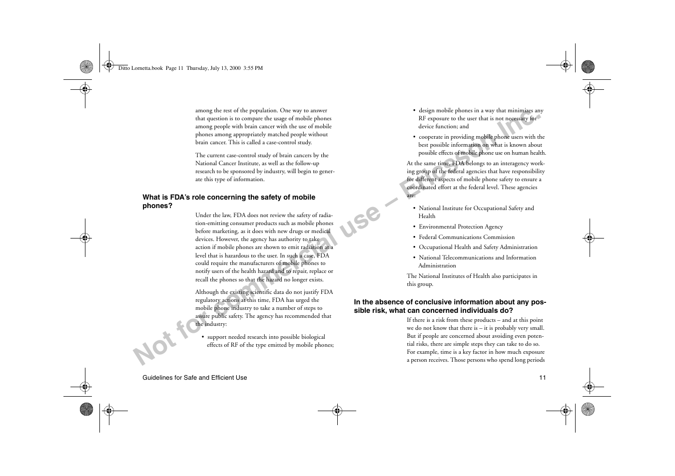 Not for commercial use – ericsson inc | Ericsson R250d PRO User Manual | Page 16 / 75