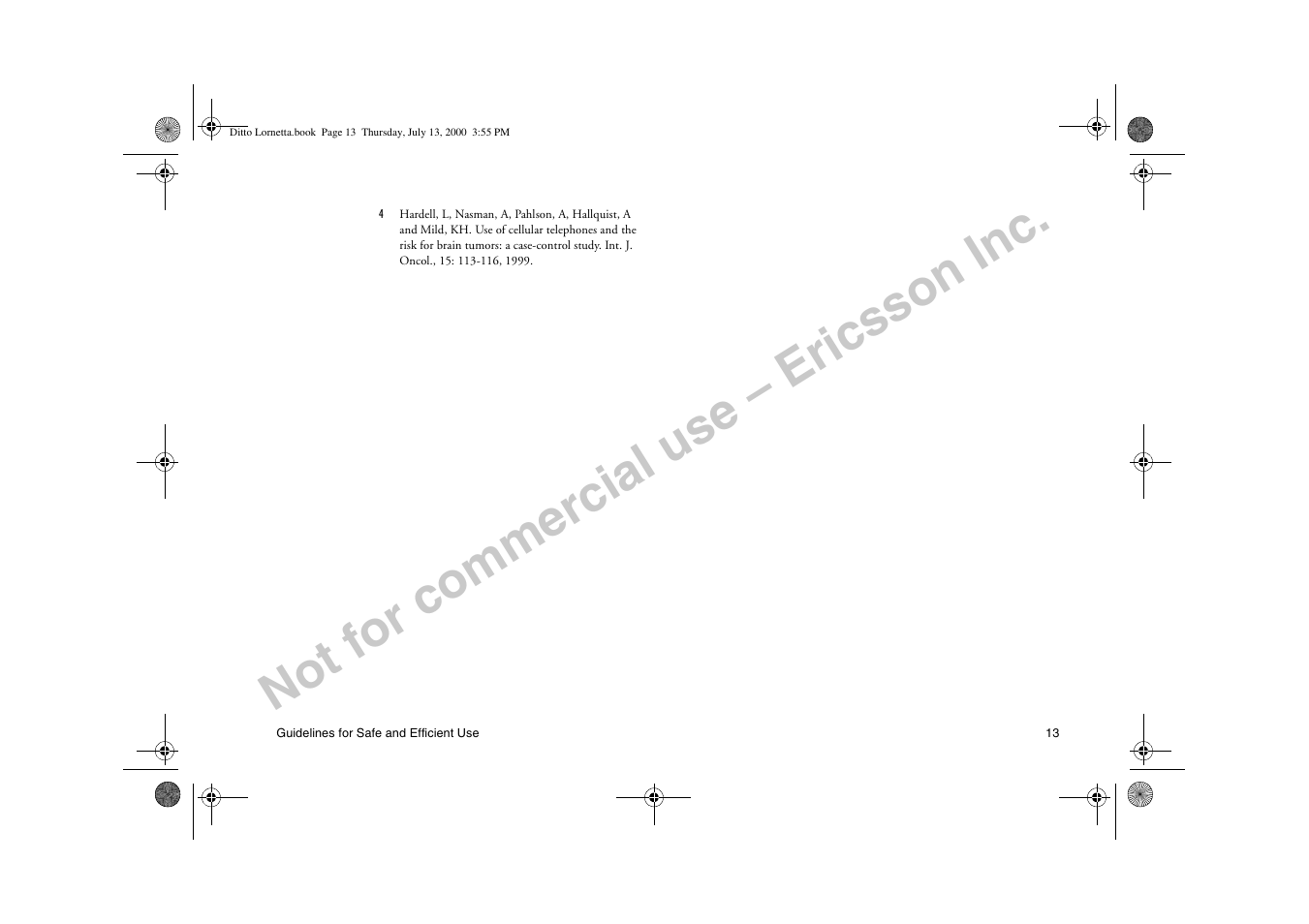 Not for commercial use – ericsson inc | Ericsson R250d PRO User Manual | Page 18 / 75