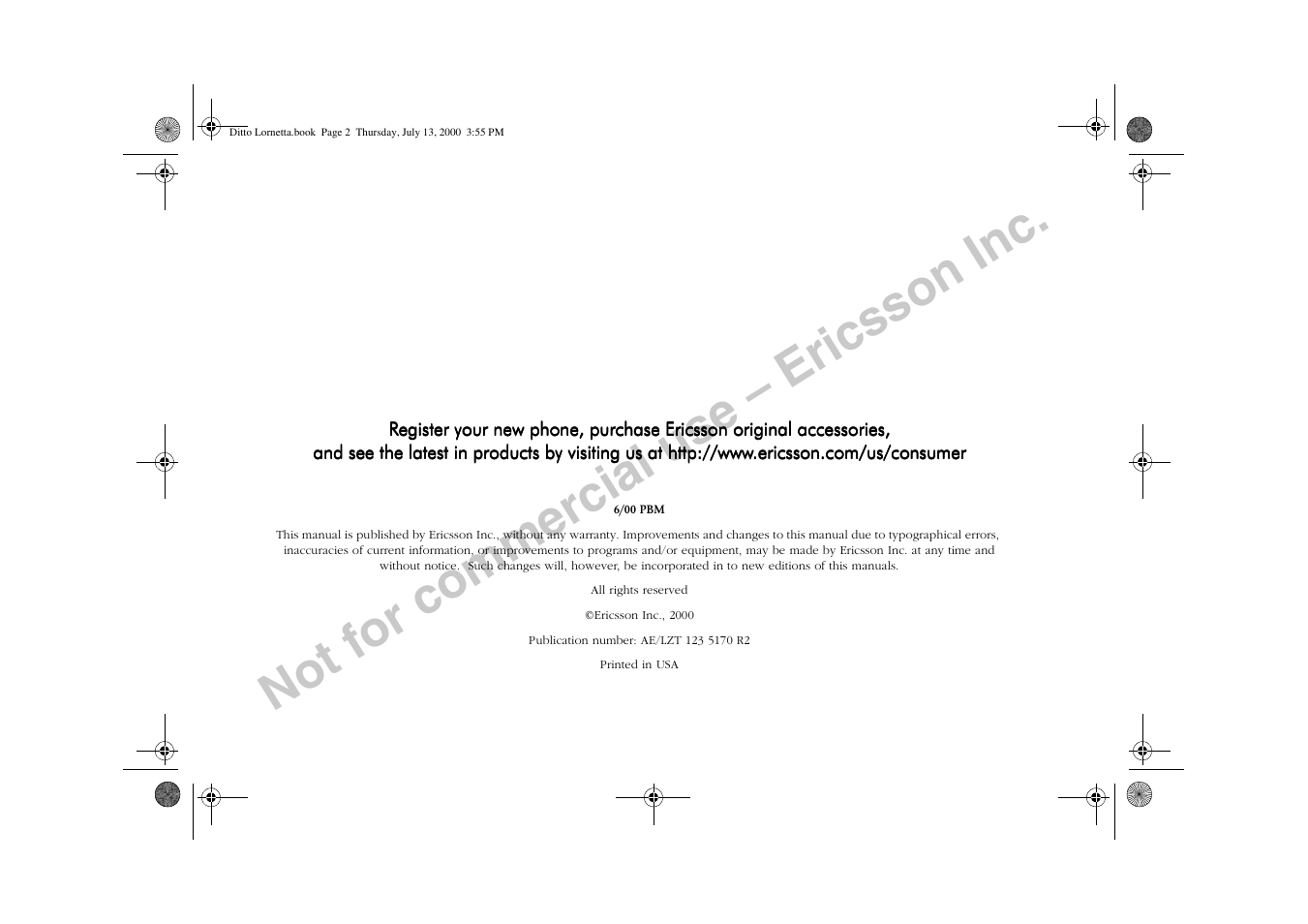 Not for commercial use – ericsson inc | Ericsson R250d PRO User Manual | Page 3 / 75
