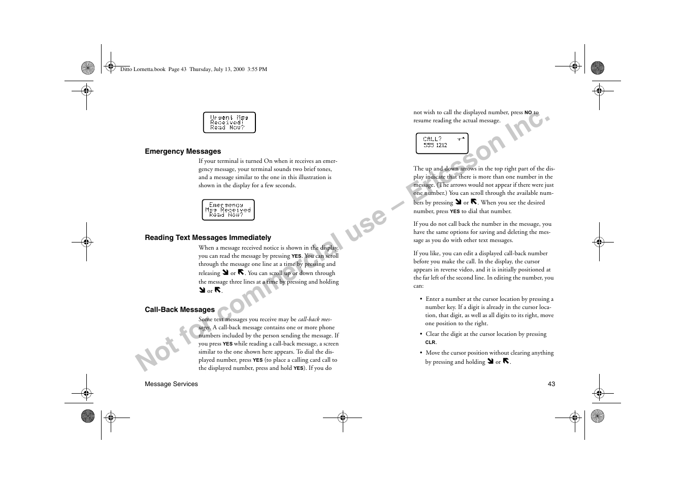 Not for commercial use – ericsson inc | Ericsson R250d PRO User Manual | Page 48 / 75