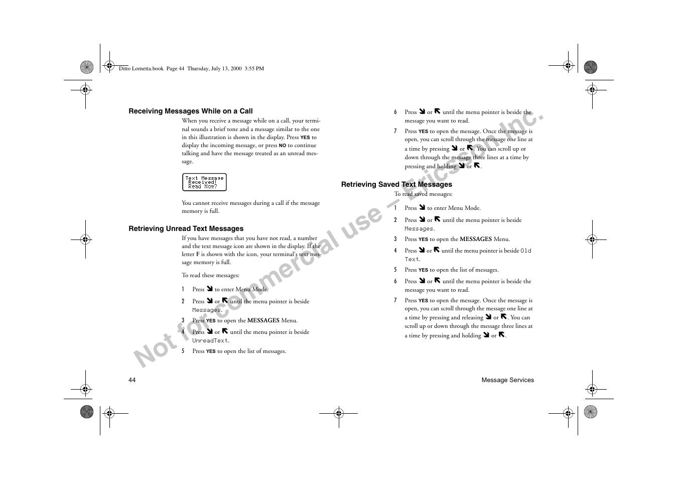 Not for commercial use – ericsson inc | Ericsson R250d PRO User Manual | Page 49 / 75