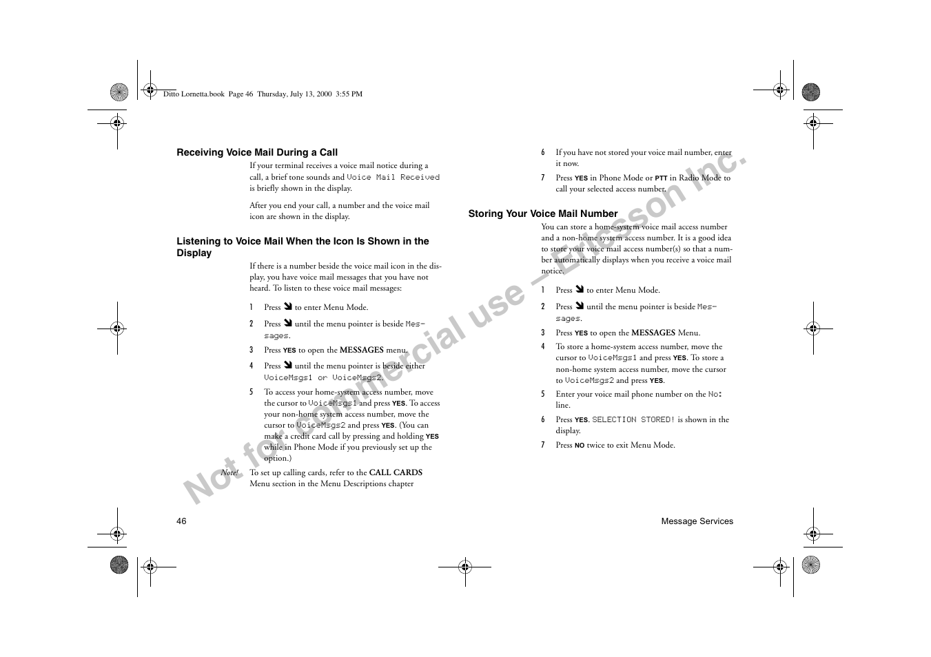Not for commercial use – ericsson inc | Ericsson R250d PRO User Manual | Page 51 / 75