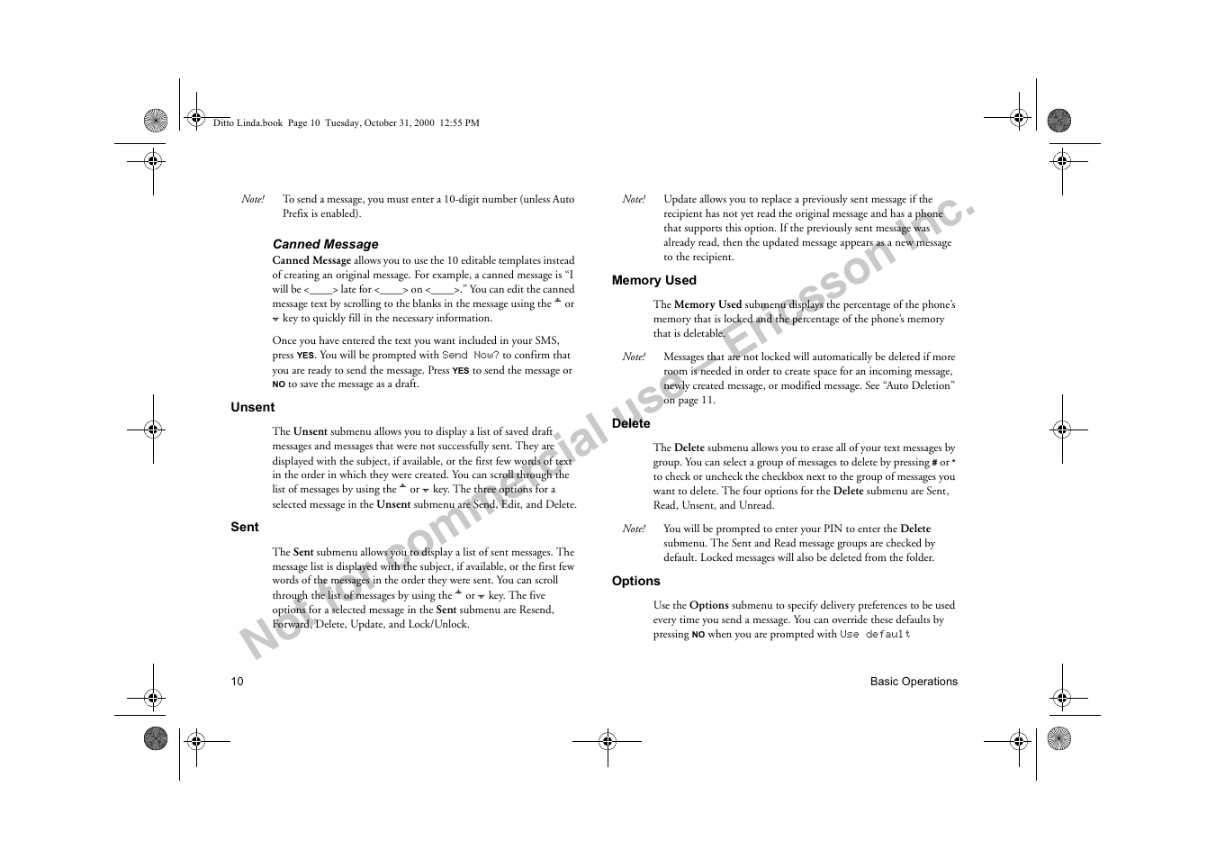 Not for commercial use – ericsson inc | Ericsson A1228di User Manual | Page 15 / 37