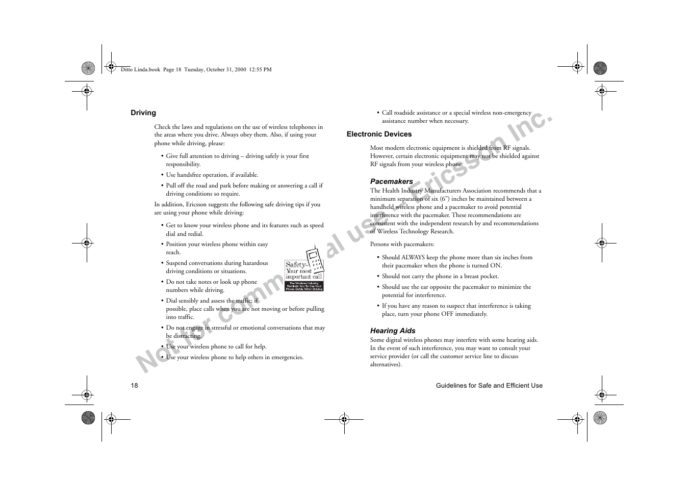 Not for commercial use – ericsson inc | Ericsson A1228di User Manual | Page 23 / 37