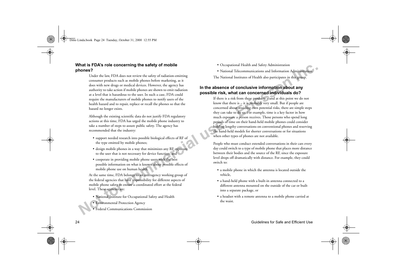 Not for commercial use – ericsson inc | Ericsson A1228di User Manual | Page 29 / 37