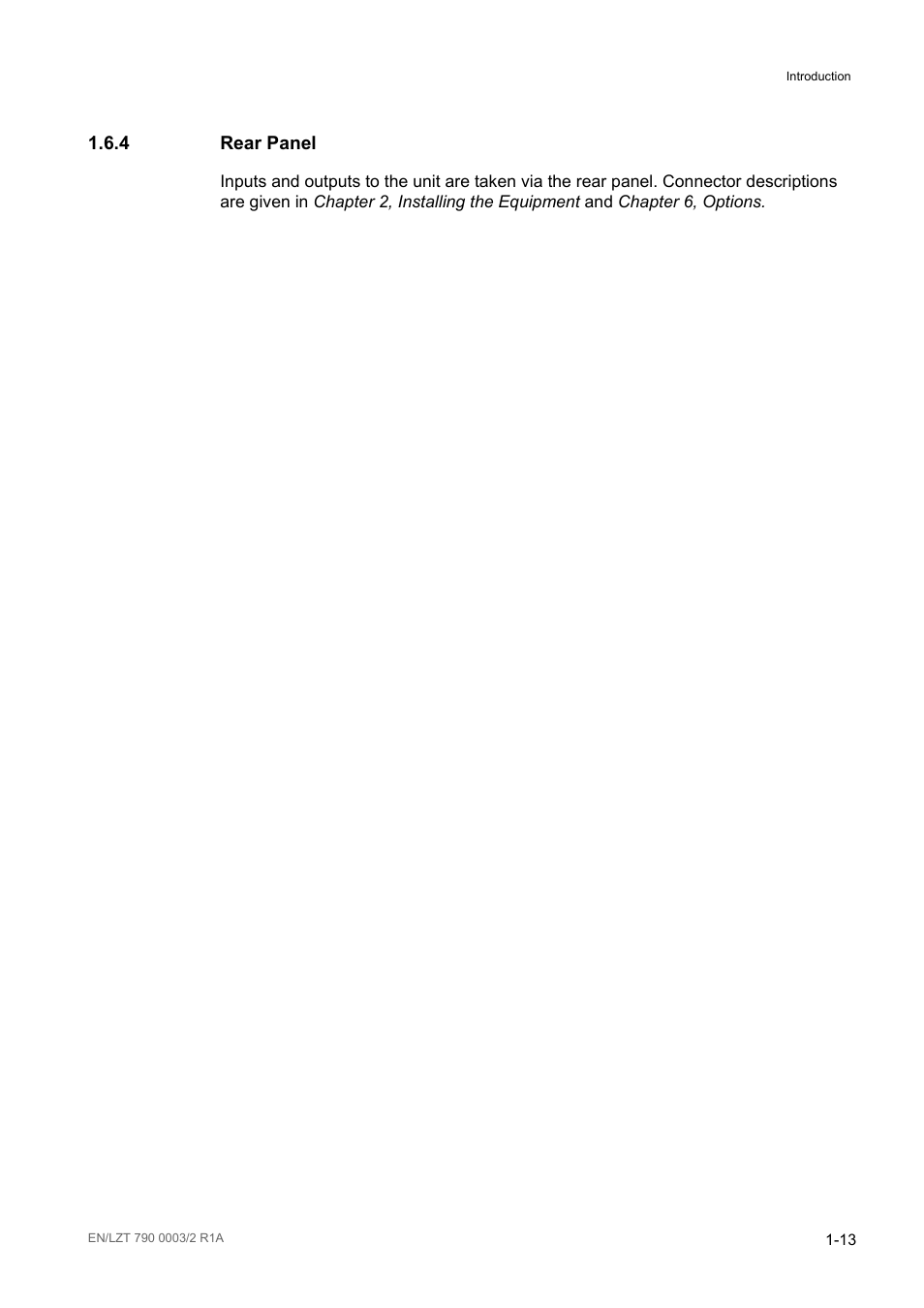 4 rear panel, Rear panel -13 | Ericsson Multi-Format Receiver RX1290 User Manual | Page 21 / 176