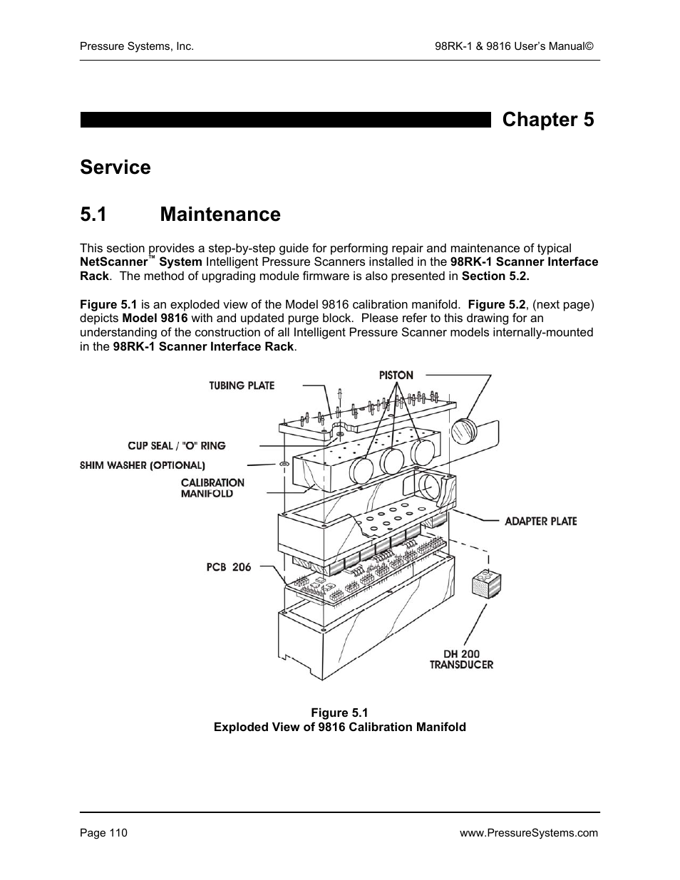 Chapter 5 service 5.1 maintenance | Pressure Systems 98RK-1 User Manual | Page 112 / 153