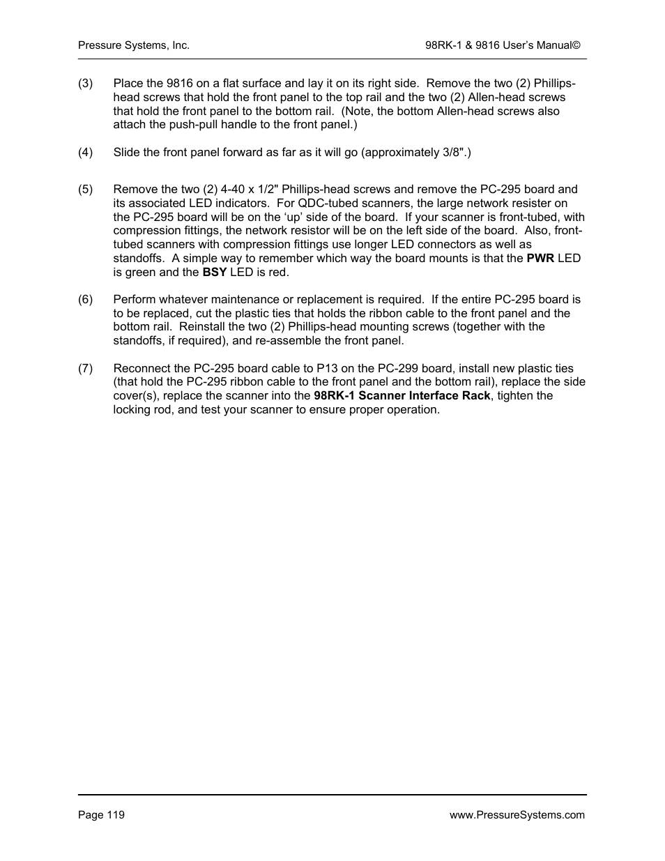 Pressure Systems 98RK-1 User Manual | Page 121 / 153