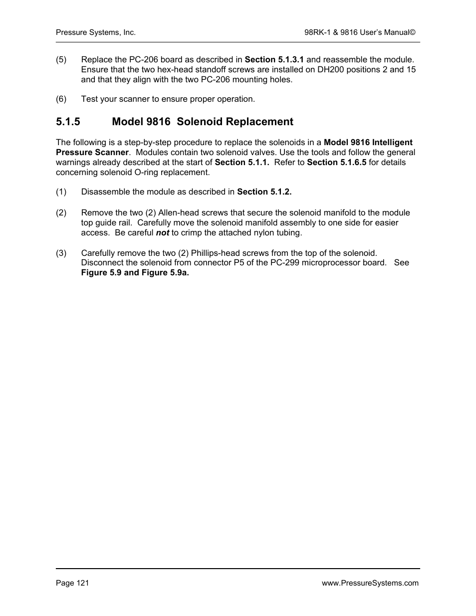 Pressure Systems 98RK-1 User Manual | Page 123 / 153