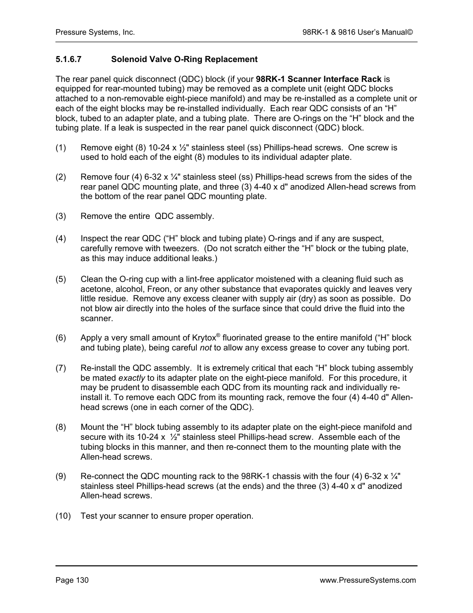 Pressure Systems 98RK-1 User Manual | Page 132 / 153