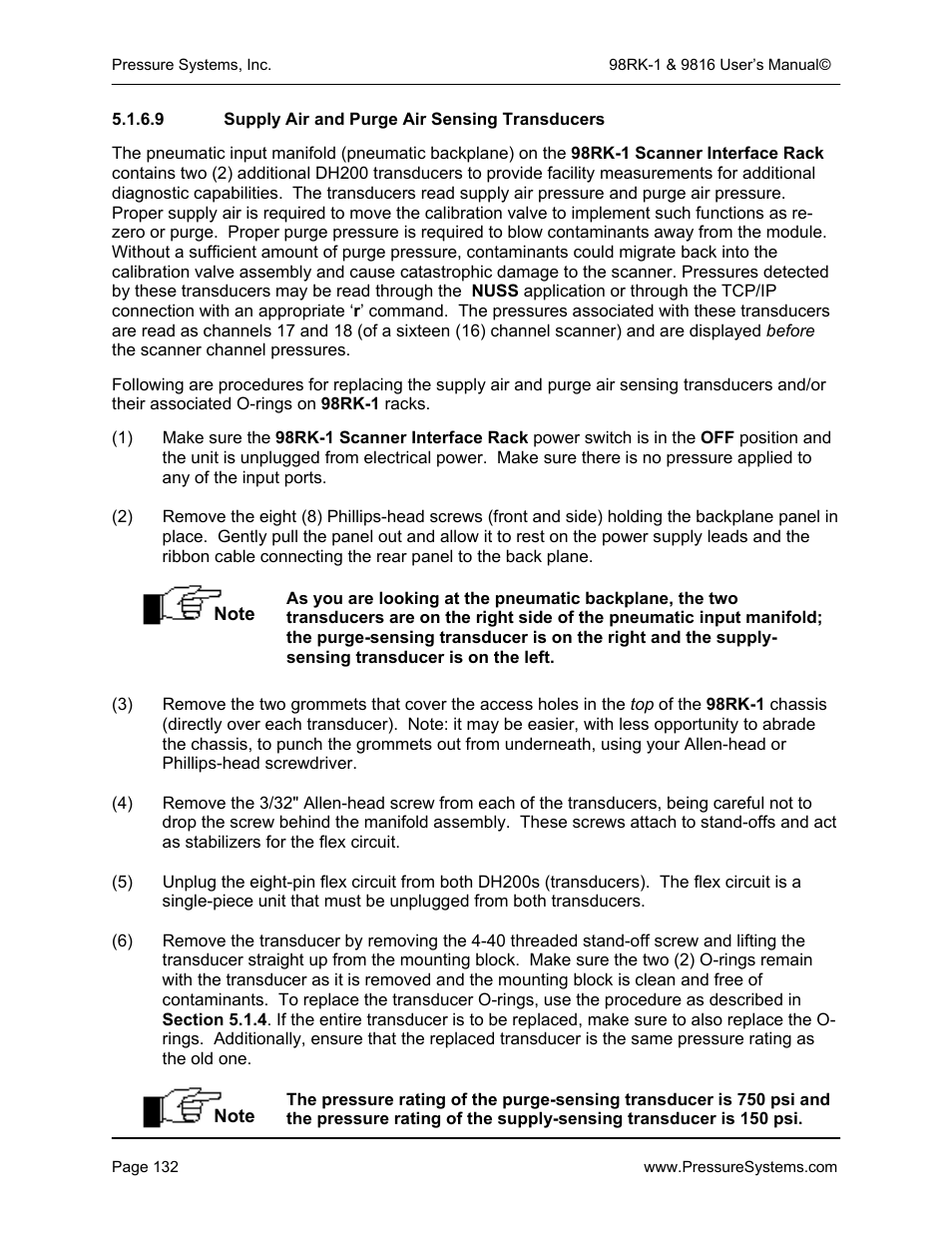 Pressure Systems 98RK-1 User Manual | Page 134 / 153