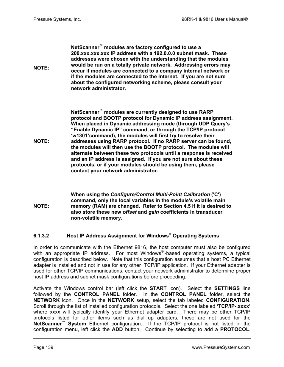 Pressure Systems 98RK-1 User Manual | Page 141 / 153