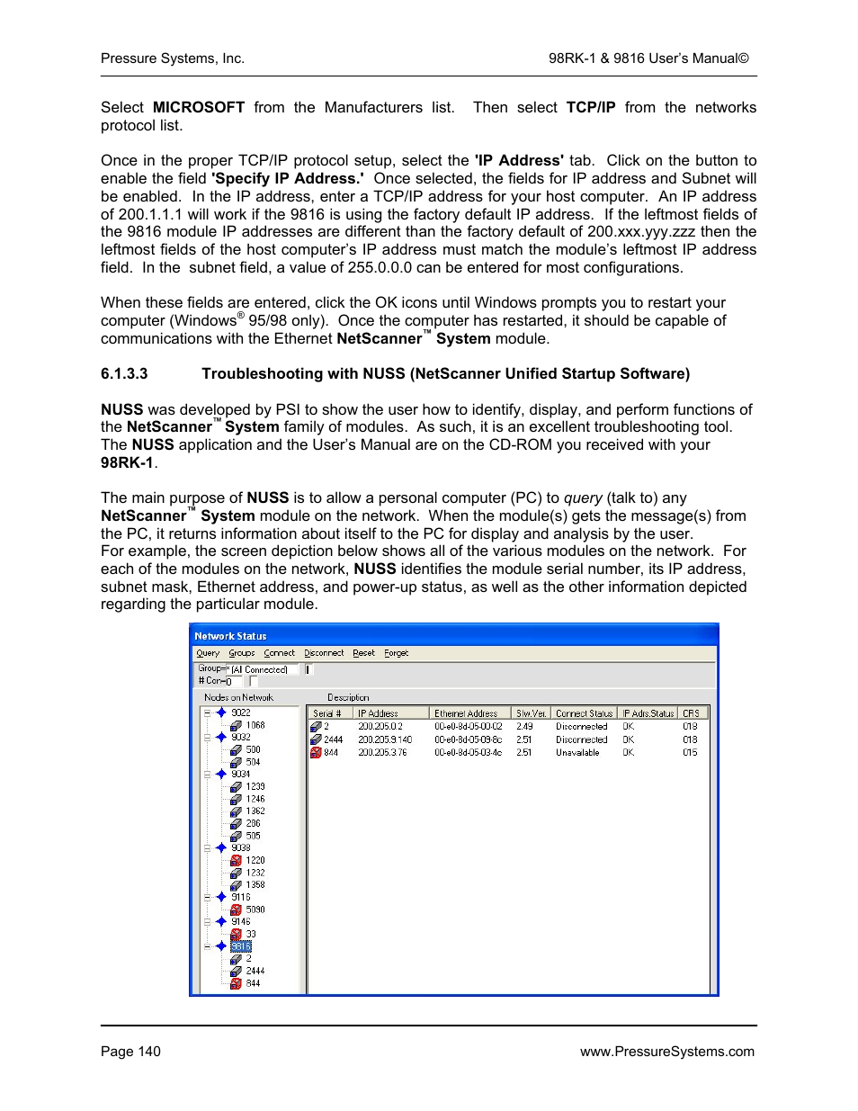 Pressure Systems 98RK-1 User Manual | Page 142 / 153