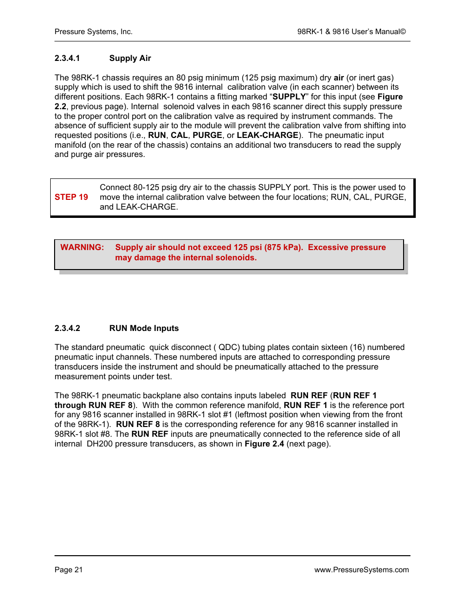 Pressure Systems 98RK-1 User Manual | Page 23 / 153