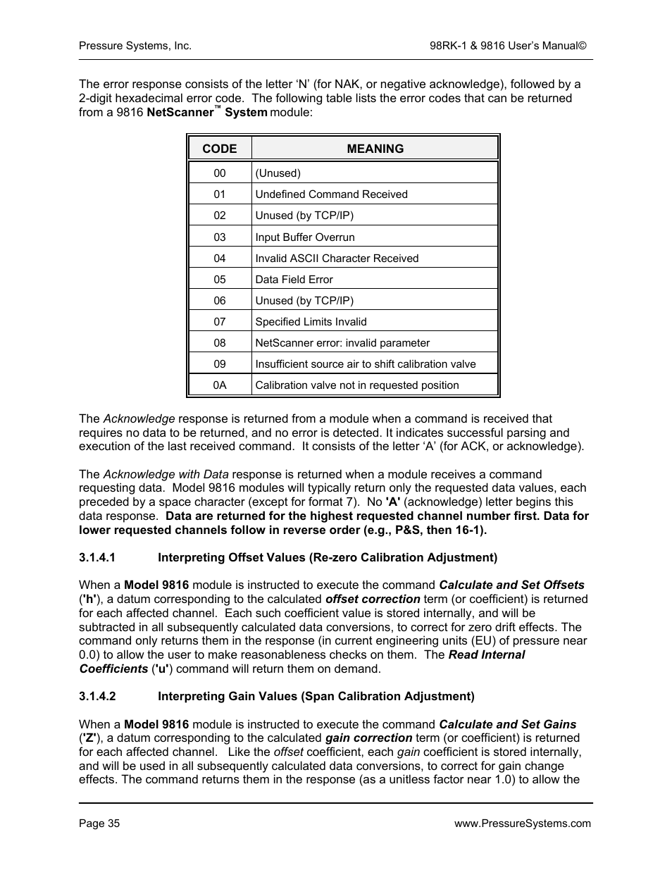 Pressure Systems 98RK-1 User Manual | Page 37 / 153