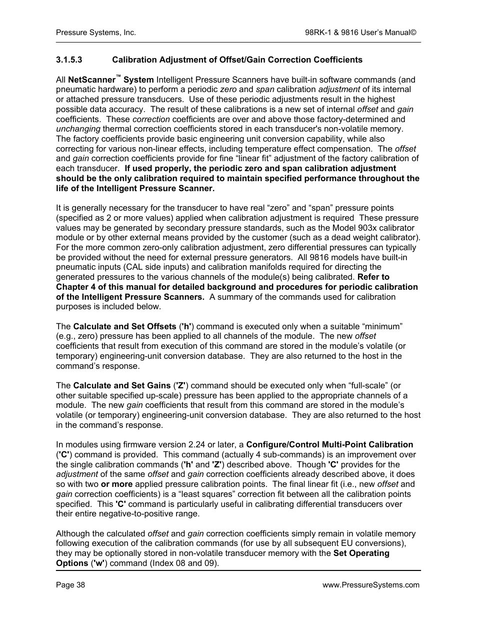 Pressure Systems 98RK-1 User Manual | Page 40 / 153