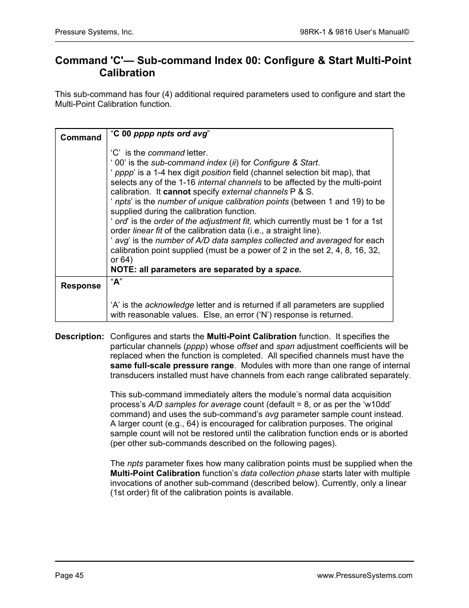 Pressure Systems 98RK-1 User Manual | Page 47 / 153