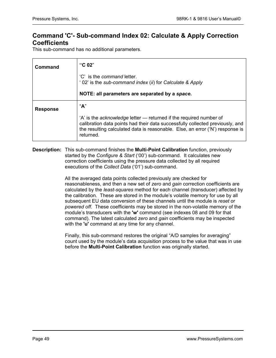 Pressure Systems 98RK-1 User Manual | Page 51 / 153