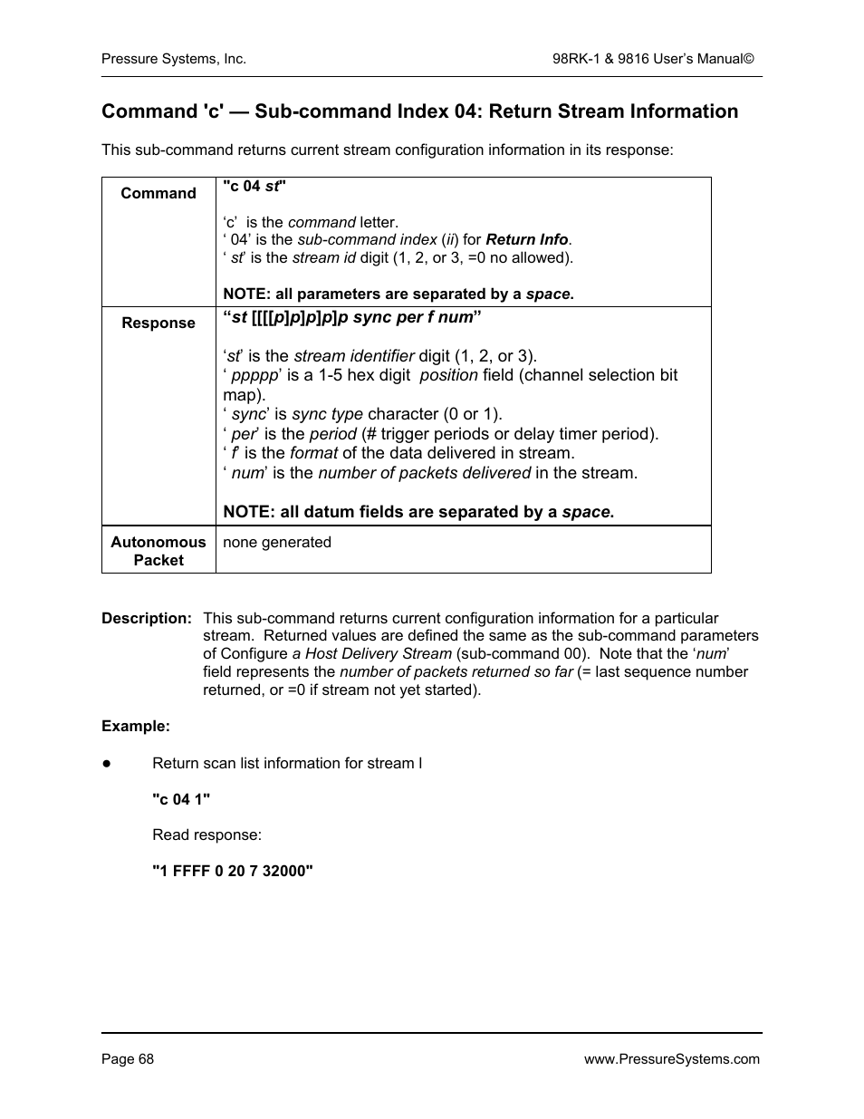 Pressure Systems 98RK-1 User Manual | Page 70 / 153