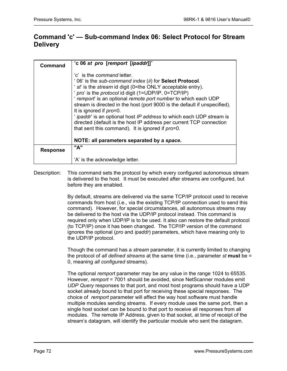 Pressure Systems 98RK-1 User Manual | Page 74 / 153