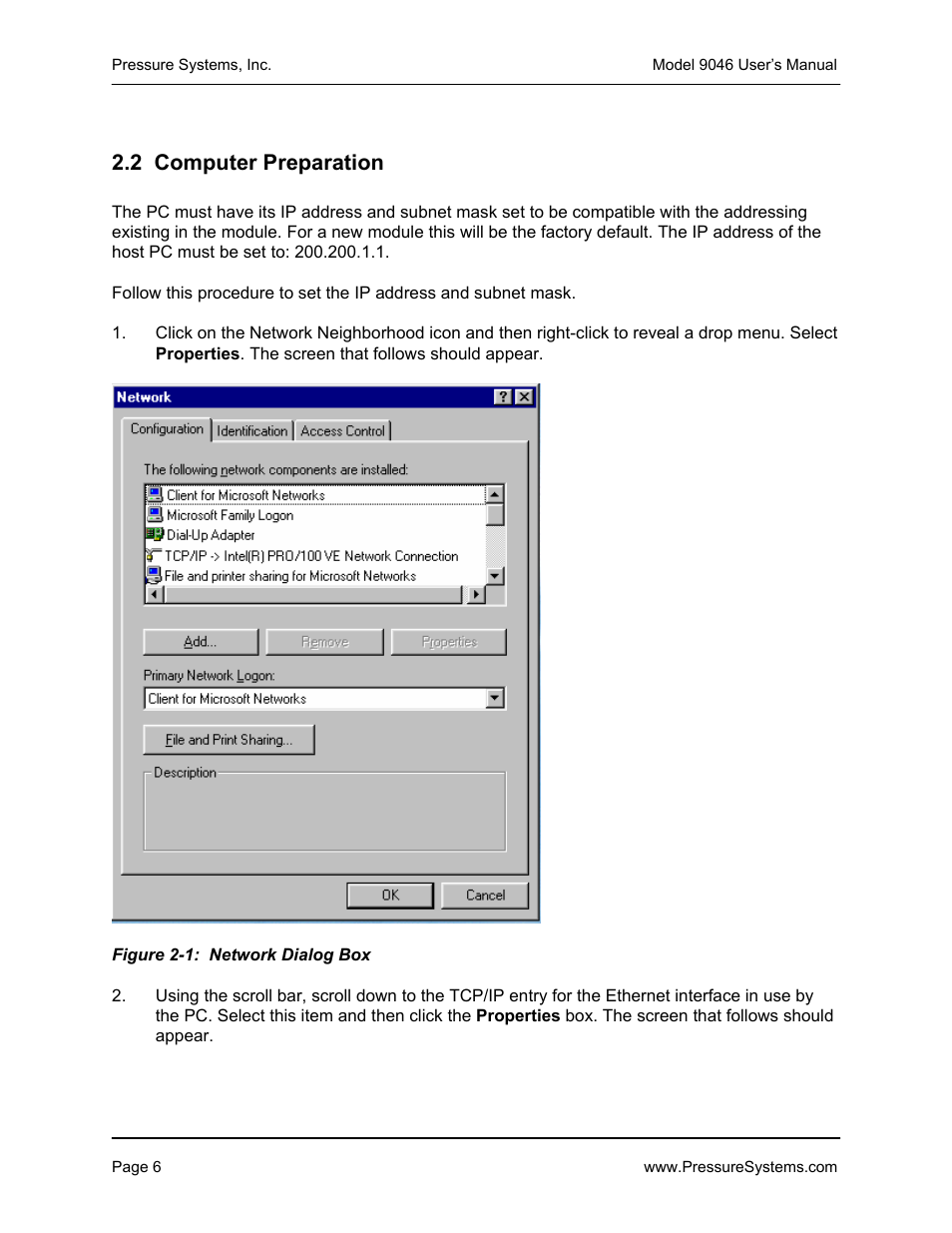 2 computer preparation | Pressure Systems 9046 User Manual | Page 12 / 72