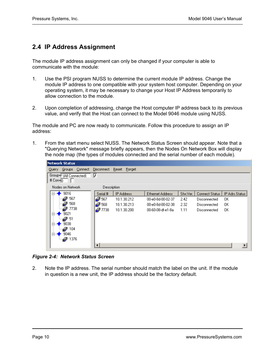 4 ip address assignment | Pressure Systems 9046 User Manual | Page 16 / 72