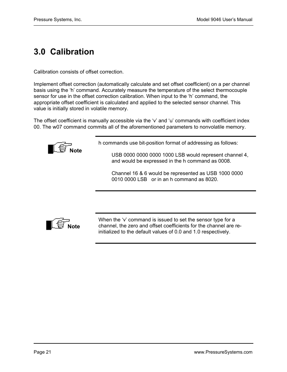 0 calibration | Pressure Systems 9046 User Manual | Page 27 / 72