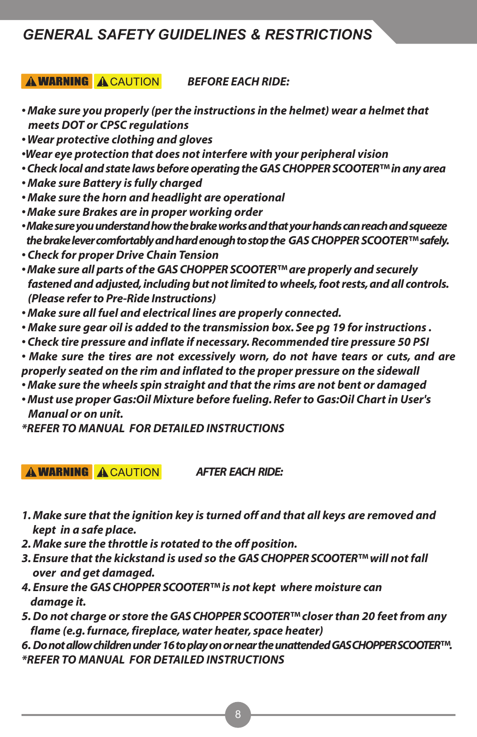 General safety guidelines & restrictions | Electra Accessories 88969 User Manual | Page 9 / 27