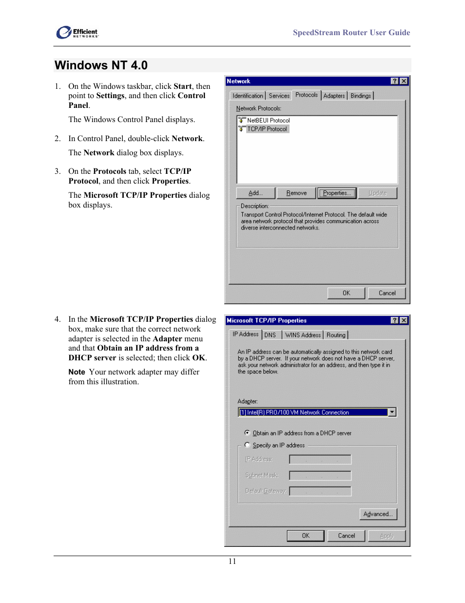 Windows nt 4.0 | Efficient Networks SpeedStream 5100 Series User Manual | Page 19 / 80