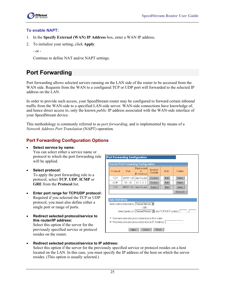 Port forwarding | Efficient Networks SpeedStream 5100 Series User Manual | Page 33 / 80